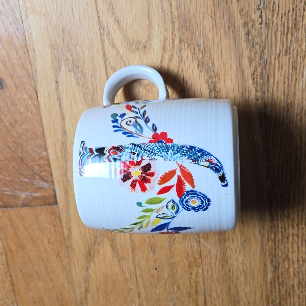 Anthropologie Starla Halfmann Petal Palette letter 'J' initial monogram mug